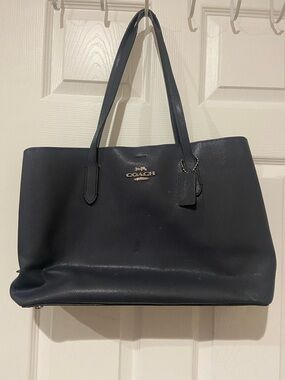 Coach Black Leather Tote with Gold Logo